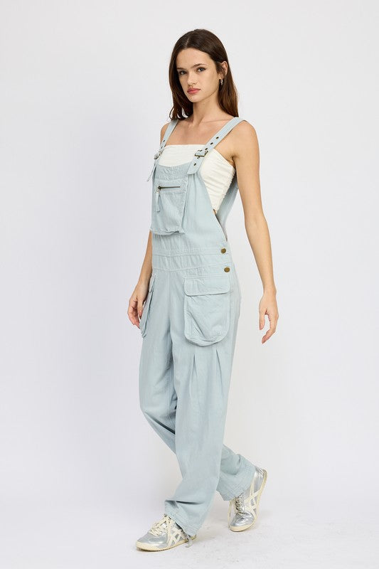 Skylar Oversized Utility Cargo Overalls in DUSTY BLUE - relaxed fit, oversized - view 10