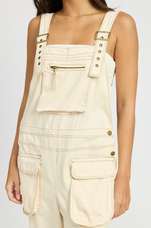 Skylar Oversized Utility Cargo Overalls in DUSTY BLUE - relaxed fit, oversized - alternate view