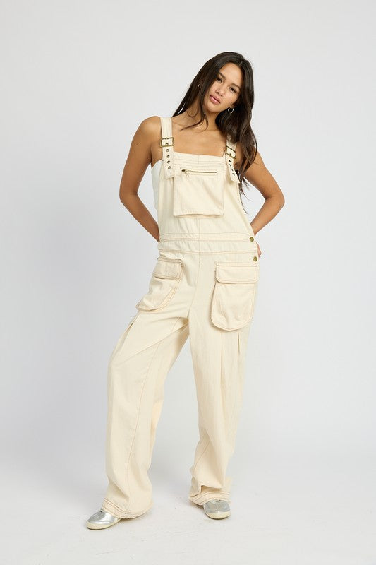 Skylar Oversized Utility Cargo Overalls in DUSTY BLUE - relaxed fit, oversized - view 4