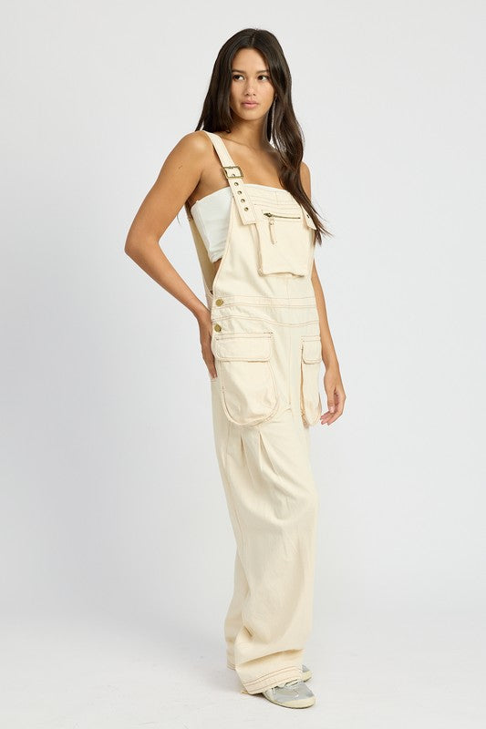 Skylar Oversized Utility Cargo Overalls in DUSTY BLUE - relaxed fit, oversized - view 5