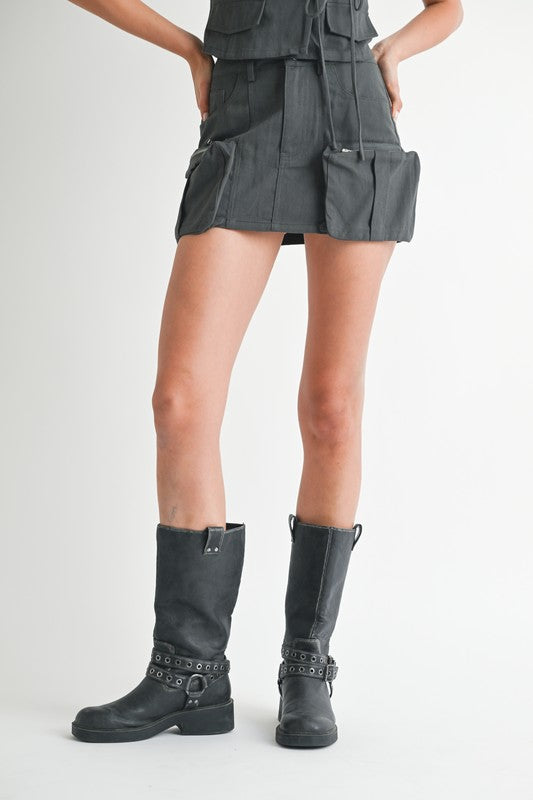 Urbana Utility Cargo Mini Skirt - oversized, mini - detail view