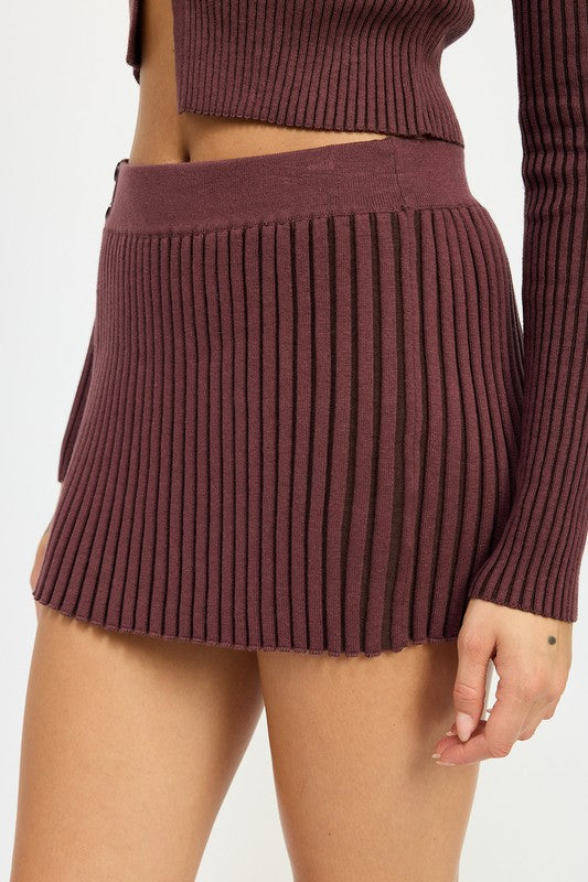 Valencia Ribbed Knit Mini Skirt in PLUM - oversized, mini - alternate view
