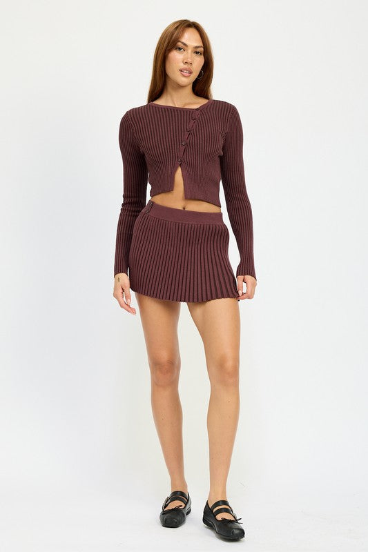Valencia Ribbed Knit Mini Skirt in PLUM - oversized, mini - view 4