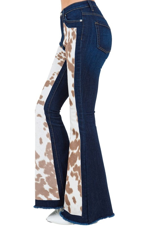 Western Rodeo Bell Bottom Premium Stretch Denim Jeans - 32" Inseam in dark wash - denim - alternate view