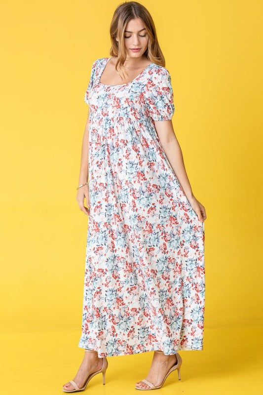 Wildflower Meadow Square Neck Midi Dress - relaxed fit, midi - detail view