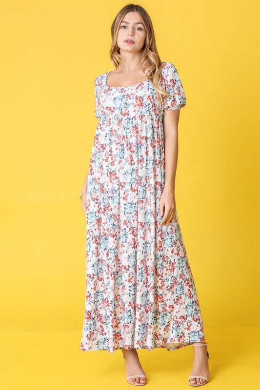 Wildflower Meadow Square Neck Midi Dress - relaxed fit, midi - view 9