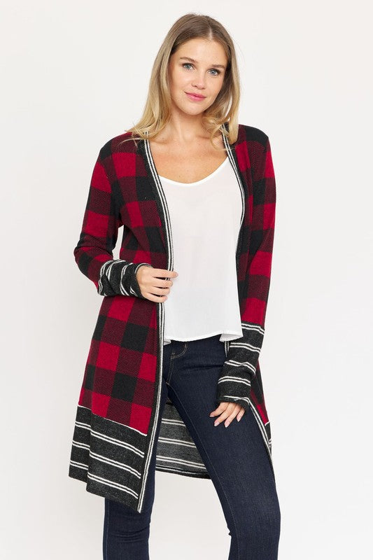 Woodland Wanderer Buffalo Plaid Longline Cardigan - maxi, cardigan - view 7